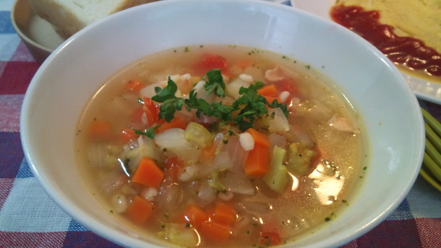 圧力鍋　de　たっぷり野菜と麦のスープの画像