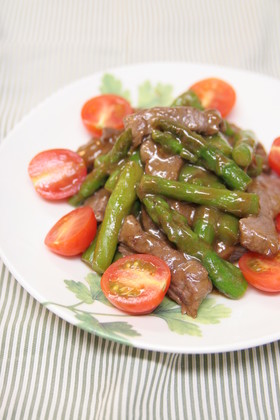 牛肉とアスパラのまろやか炒め