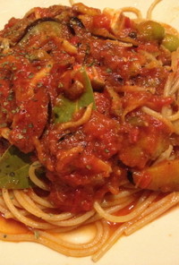 茄子とひき肉のスパゲッティーニ