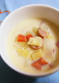 残り野菜の豆乳スープ