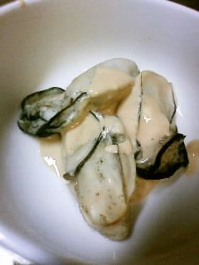 蒸し牡蠣のわさび醤油の画像