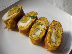 大葉おかかチーズの卵焼き