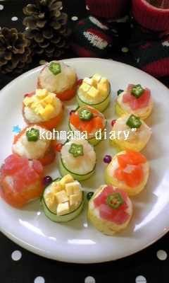 パーティを彩る☆花畑巻き寿司。*。*。*