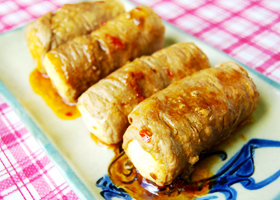 島豆腐の豚肉巻き