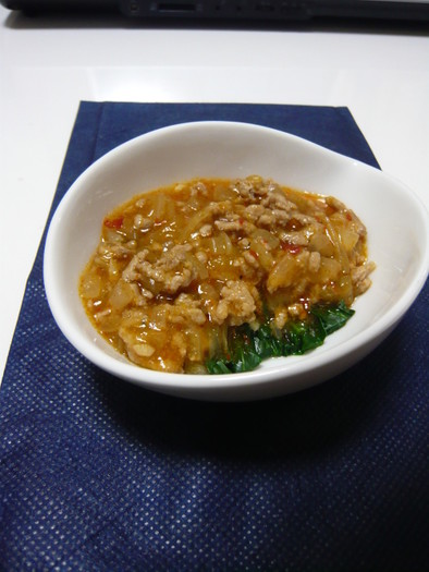 小松菜のピリ辛ひき肉あんかけの写真