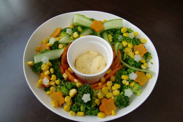 クリスマスリースde温野菜サラダ レシピ 作り方 By さおりぃぃぃぃ クックパッド