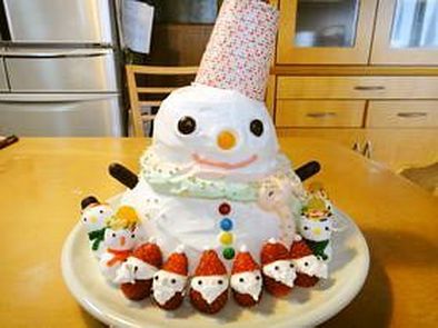 メリークリスマス☆雪だるまケーキの写真