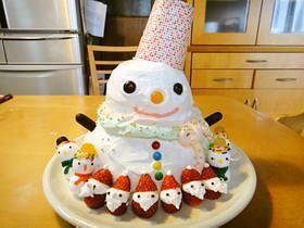 メリークリスマス☆雪だるまケーキの画像