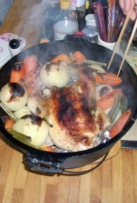 鶏の丸焼き　ダッチオーブンで