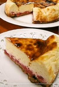 たっぷりいちごの♡ベイクドチーズケーキ