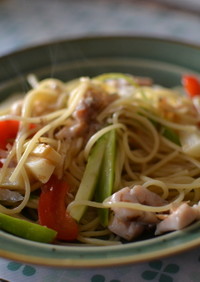 なんでも野菜と鶏肉の和風パスタ