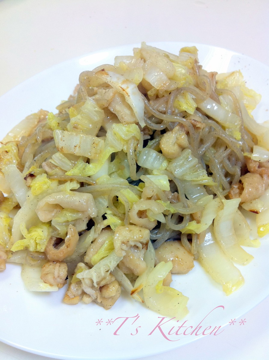 きれいにダイエット☆白菜と蒟蒻の鶏皮炒めの画像