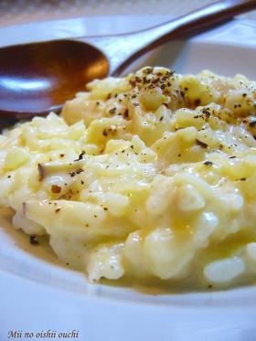 ルクエ3分♪エリンギの豆乳チーズリゾット