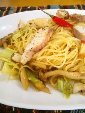 白身魚のガーリックパスタ