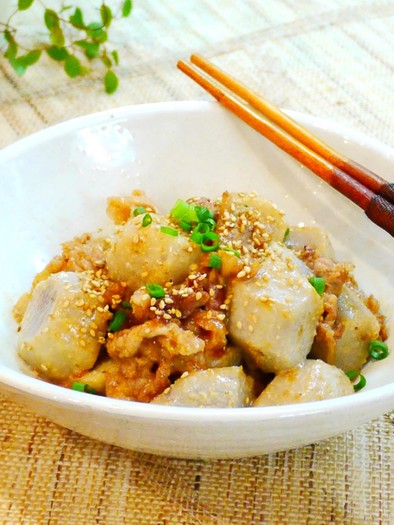 ✿里芋と豚肉のオイマヨ胡麻炒め✿の写真
