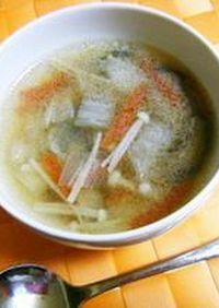きのこと残り野菜の中華スープ