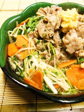 豚しゃぶしゃぶ肉と水菜のサッと煮