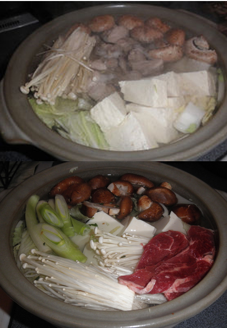 中華風ごま塩だれで食べる椎茸出汁の水炊きの画像