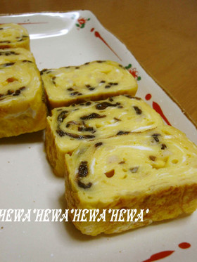 *塩昆布と天かす(揚げ玉)の卵焼き*