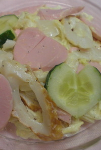 白菜とソーセ－ジのカレー風味マヨサラ☆