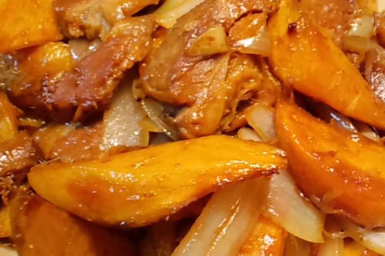 安納芋と豚角煮炒め レシピ 作り方 By 今夜も一杯 クックパッド 簡単おいしいみんなのレシピが365万品