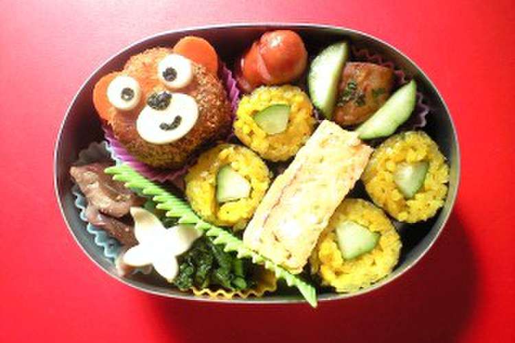 キャラ弁 動物くまさんちょうちょのお弁当 レシピ 作り方 By 柚菊ママ クックパッド