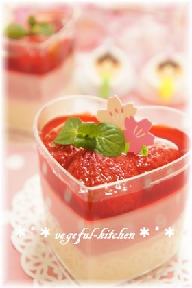 ひな祭り❀ダイエットに苺の簡単豆腐プリン