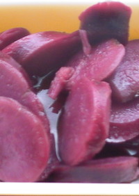 簡単おやつ；紅・紫イモのリンゴジュース煮