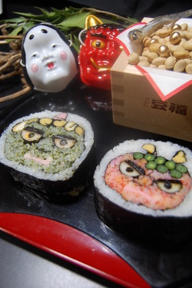 節分の飾り巻き寿司☆赤鬼青鬼☆恵方巻きも
