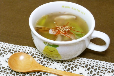 焼き葱香ばし、椎茸・ベーコンのスープの写真