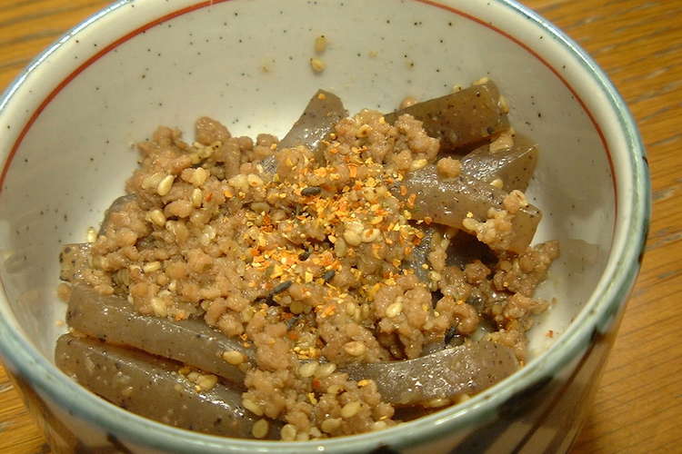 相性抜群 こんにゃくと挽き肉の甘辛煮 レシピ 作り方 By ｋａｈｏ ｍ クックパッド 簡単おいしいみんなのレシピが354万品