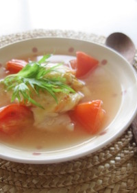 鱈とトマトの焼きキムチスープ