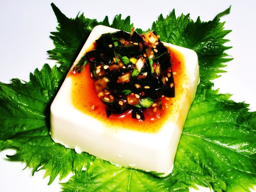 絹こし豆腐（冷奴）の韓国パジャンのっけの画像