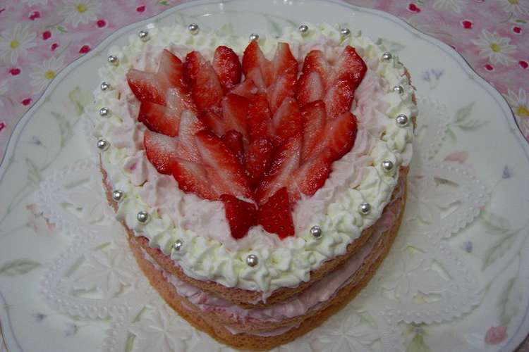 ふわふわ ピンクのハートのケーキ レシピ 作り方 By ままぽんぽん クックパッド