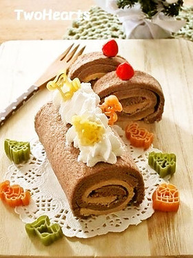 Xmasに☆食パンdeロールケーキサンド
