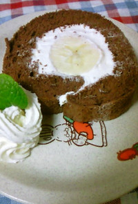 米粉ホワイトチョコバナナロールケーキ