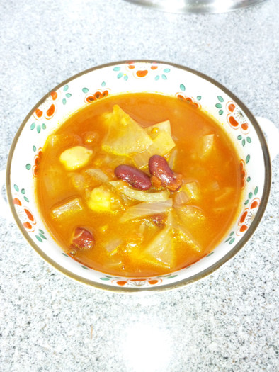 豆の　簡単スープの写真