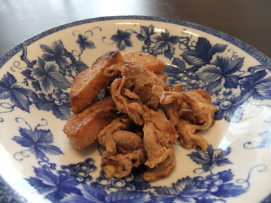 長芋と豚肉のオイスターソース炒めの写真