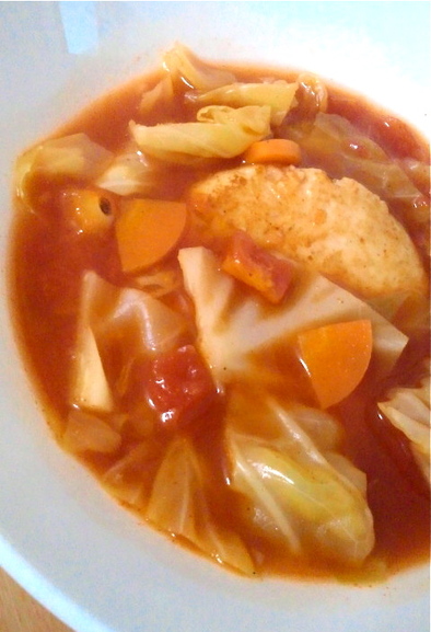 タコス風味のトマトスープの写真