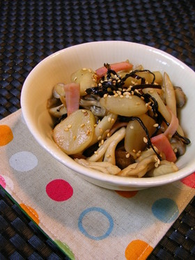 菊芋とキノコの塩こんぶ炒め