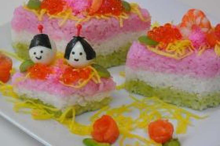 ひし形のお寿司ケーキ ひなまつりに レシピ 作り方 By Ruruchirin クックパッド 簡単おいしいみんなのレシピが352万品