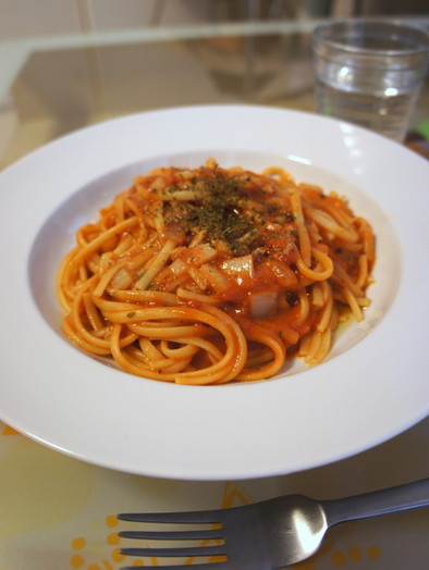 【ルクエで15分】蟹風味のトマトパスタの写真