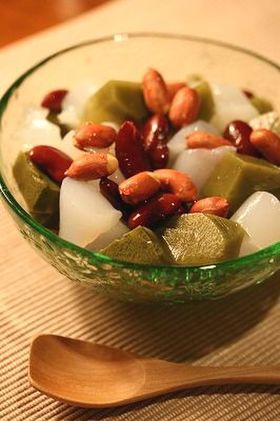 ダイエット!抹茶寒天こんにゃくみつ豆