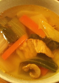残った野菜炒めで簡単スープ！