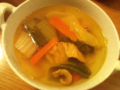 残った野菜炒めで簡単スープ！の写真