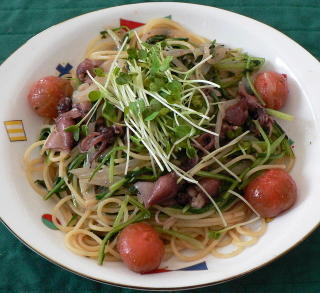 ホタルイカと壬生菜のスパゲッティの画像