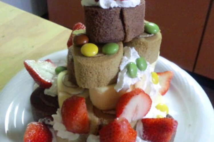 誕生日や節句に簡単 ロールケーキタワー レシピ 作り方 By ゆいさやまなママ クックパッド 簡単おいしいみんなのレシピが359万品