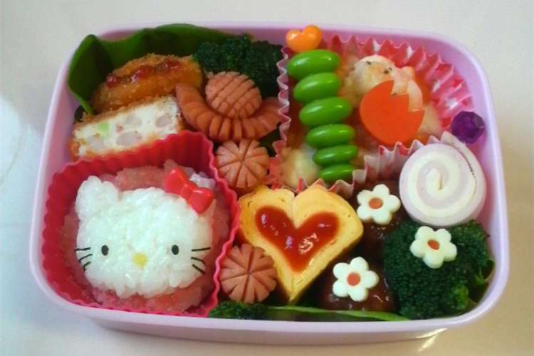 ハローキティのカップご飯お弁当 レシピ 作り方 By ナナママちゃん クックパッド 簡単おいしいみんなのレシピが363万品