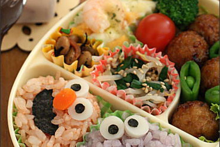 エルモ クッキーモンスター弁当 キャラ弁 レシピ 作り方 By みにょみにょ クックパッド