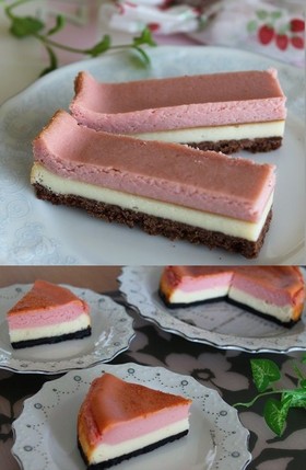 ベイクド♬苺チーズケーキバー♬